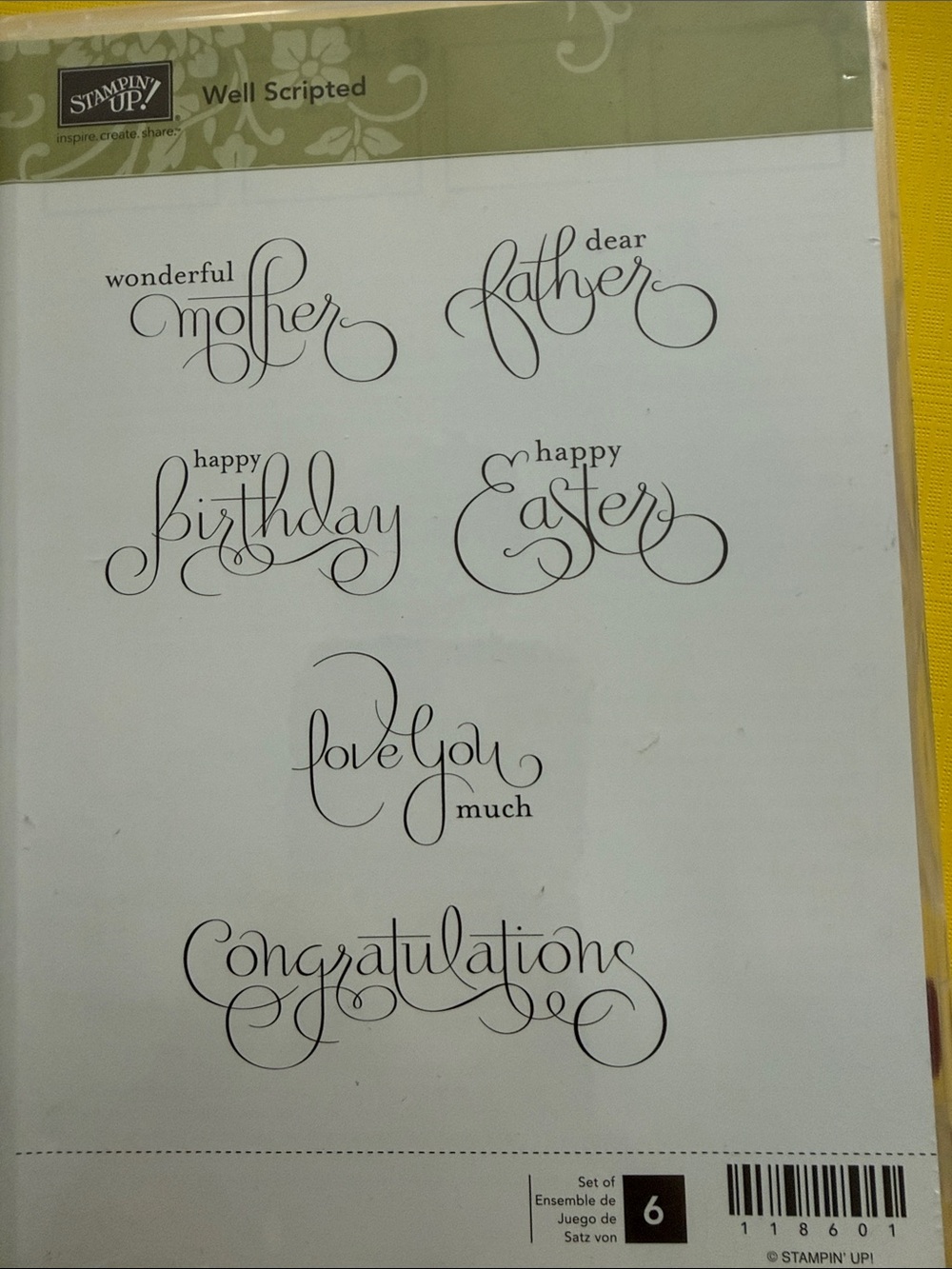 Stampin' Up! Well Scripted Cling Stamp Set